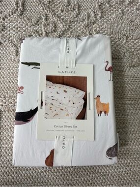 New Gathre 100% Cotton Animal-Print Sheet Set in size full